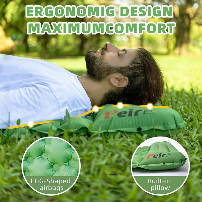 Camping Sleeping Pad, Ultralight Camping Mat with Pillow Built-in Foot Pump Inflatable Sleeping pad for Backpacking,Hiking,Traveling Tent