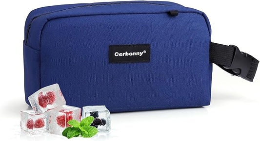 Cerbonny small lunch bag Freezable Lunch Bag for Work School Travel,Leak-proof Small Lunch Bag,Small Insulated Bag For Kids 3+/Adults,Freezer Lunch Bags,Freezable Snack Bag,Navy Blue(Larger size)
