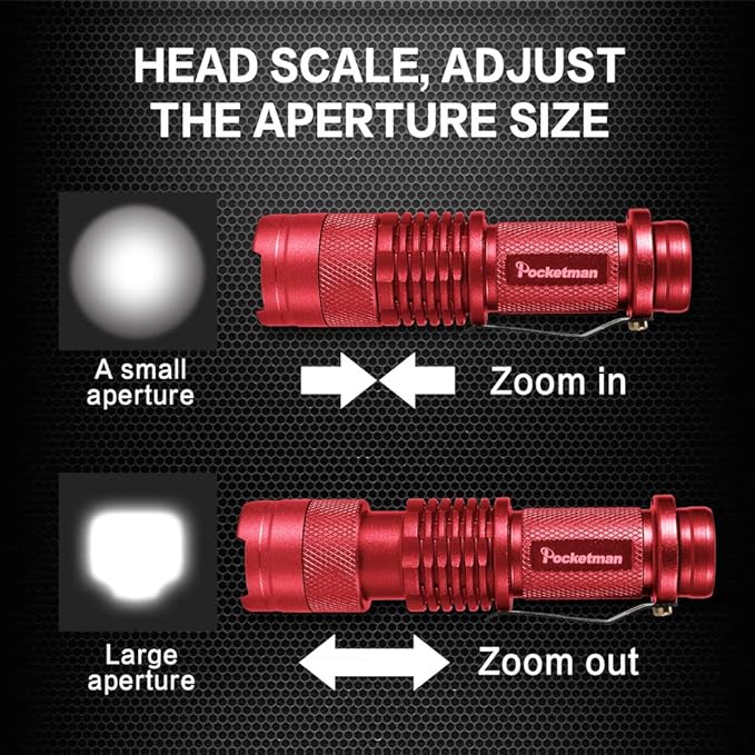 5 Pack LED Mini Flashlights 7W 300LM SK-68 3 Modes Q5 LED Tactical Flashlight for Camping Hiking Emergency (Red)