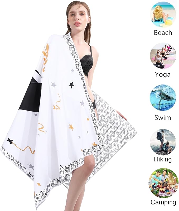 Microfiber Personalized Custom Customized Beach Towel Blanket Quick Fast Dry Sand Free Clearance Thin Camping Travel Swim Towels Personalized Girls Women Men Adults Friend Gift Graduation Season 2024