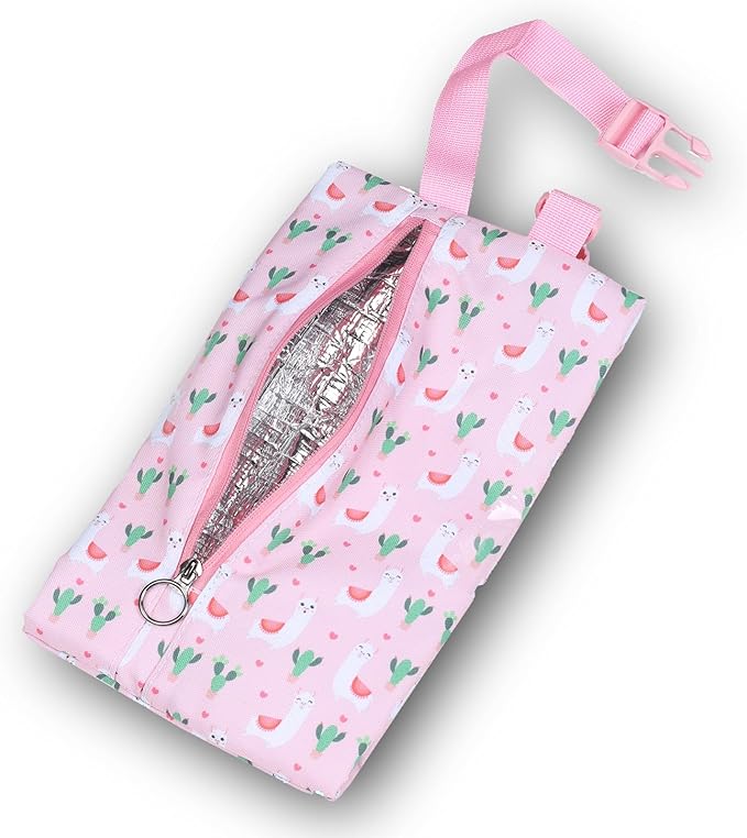 Insulated Snack Bag, Freezable Small Cooler Bag with Zipper and Adjustable Buckle, Rectangular Thermal Cooler Bag