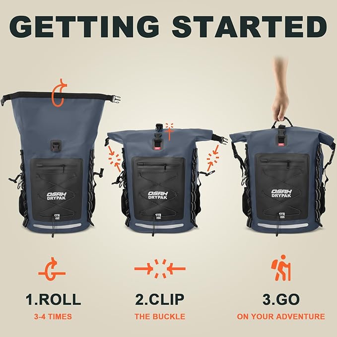 Waterproof Backpack Dry Bag 35L/55L β Heavy Duty Roll-Top Hiking Backpack Sack Keeps Gear Dry for Travel, Kayaking, Boating, Camping, Rafting and Fishing