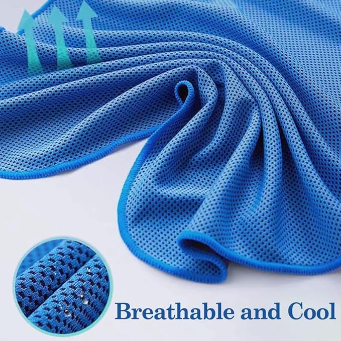 EMVANV Cooling Hoodie Towel,UV Sun Protection Breathable Soft Instant Cool Quick Dry Sweat Towel for Sport Workout Camping Cycling for Hot Weather(Light Blue)
