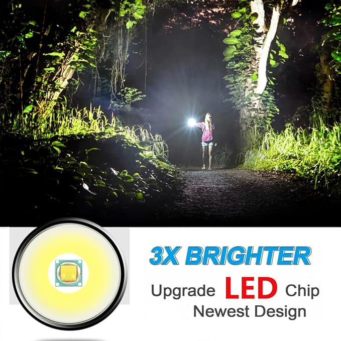 wowlite Flashlight Rechargeable, Super Bright Pocket LED Flashlights with Adjustable Brightness, Zoomable High Lumens Small Flash Light, Long Lasting for Outdoor Camping Home Emergency (Red)