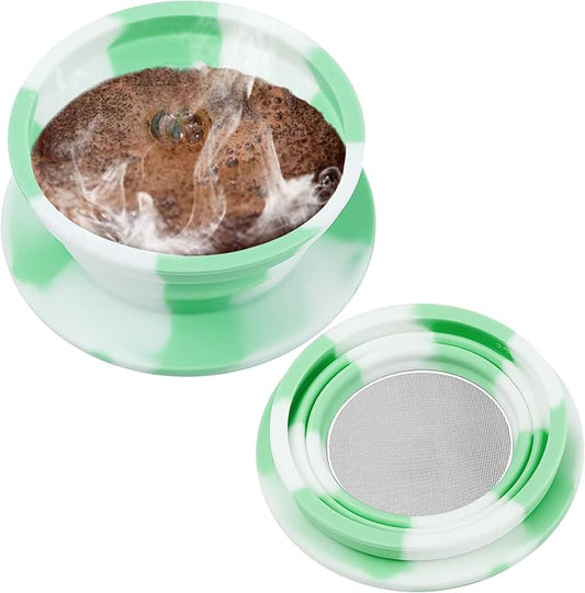 Paperless Travel Camping Pour Over Coffee Maker with Stainless Steel Filter, Collapsible Travel Pour Over Coffee Dripper Kit, Silicone Backpacking Coffee Maker Single Serve Pour Over