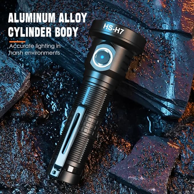 Home Safety H7 EDC USB Rechargeable Flashlight, High Lumens Tactical Flashligt Powerful Pocket Light with SFT-40 LED & TIR Lens Bright Waterproof Torch for Home Emergency,Home