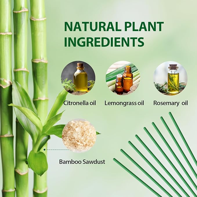 Mosquito Repellent Outdoor Patio 120 PCS Citronella Oil Mosquito Incense Sticks Natural Organic Mosquito Barrier Mosquito Repeller for Backyard Travel Camping Indoors Gnat Mosquito Control