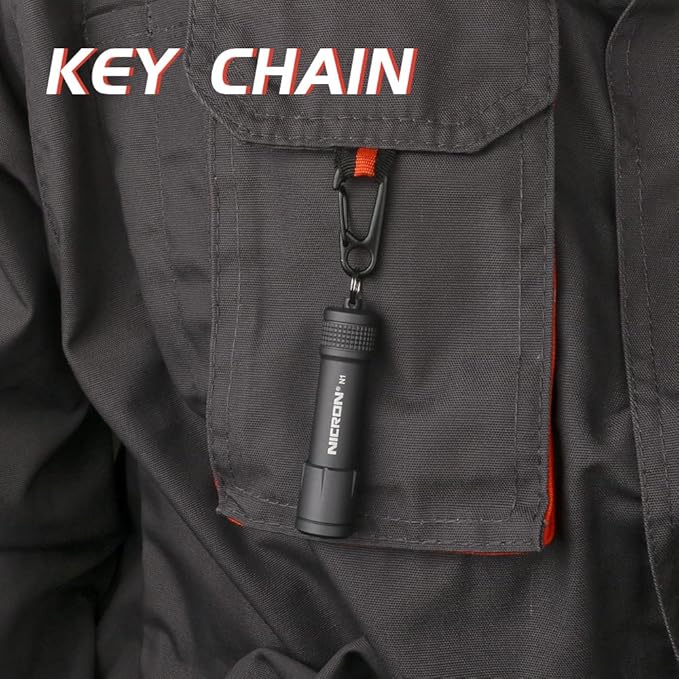 NICRON EDC Keychain Flashlight N1 Mini LED Light with AAA Battery, Portable Mini Light IPX7 Waterproof Build for Outdoor Camping etc.