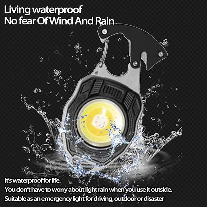 COB Keychain Work Light Keychain Flashlights 7 Light Modes 1600Lumen,portable usb rechargeable cob work light Emergency Light with Folding Bracket Bottle Opener and Magnet Base,Camping and Walking