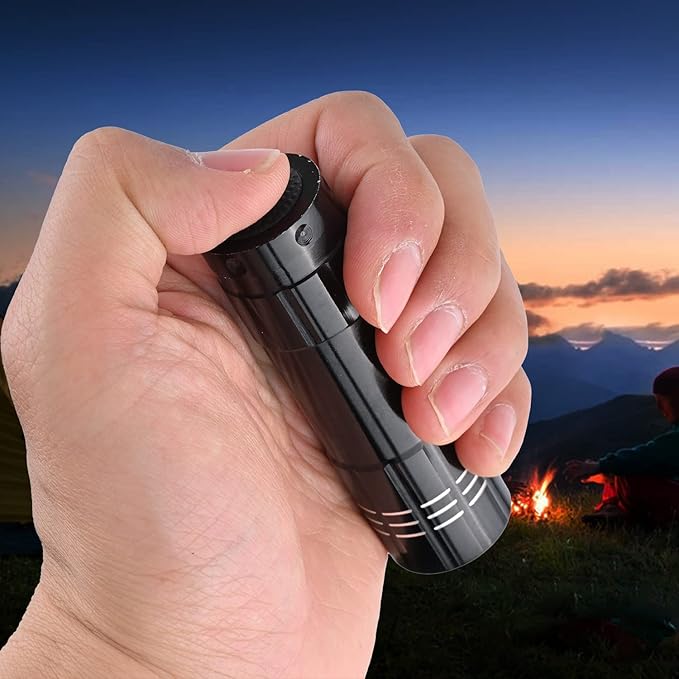 5 Pack of Flashlights 9 LED Mini Aluminum Flashlight Bulk with Lanyard 15 AAA Batteries Included Assorted Colors Handheld Flashlights for Hurricane Supplies Camping, Night Reading, Cycling