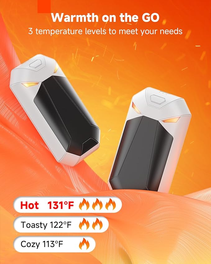 2-Pack Rechargeable Hand Warmers - Ultra Light & Thin 8000mAh Electric Hand Warmer, Pocket-Sized, Up to 20Hrs - Stocking Stuffers for Him/Her, Gifts for Men/Women, Camping Hunting Accessories Gear