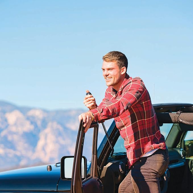 Midland – MXT105 - 5 Watt GMRS MicroMobile Two Way Radio - Off Roading Outdoor RZR Farm Trails Radio - External Magnetic Mount Antenna - NOAA Weather Alerts