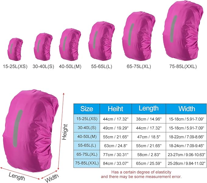 PATIKIL Waterproof Backpack Rain Cover, Non-Slip Backpack Cover with Vertical Reflective Strap Stay Dry for Hiking, Camping, Hunting