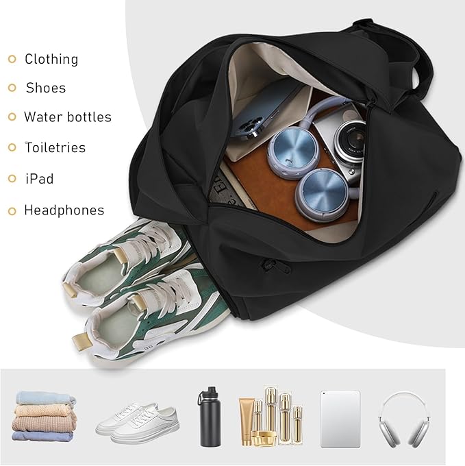 Small Gym Bag for Women Sports Duffel Bag with Shoes Compartment, Waterproof Travel Duffel Bag Carry on Bag Overnight Bag Weekender Bags for Workout Swimming Yoga Dance