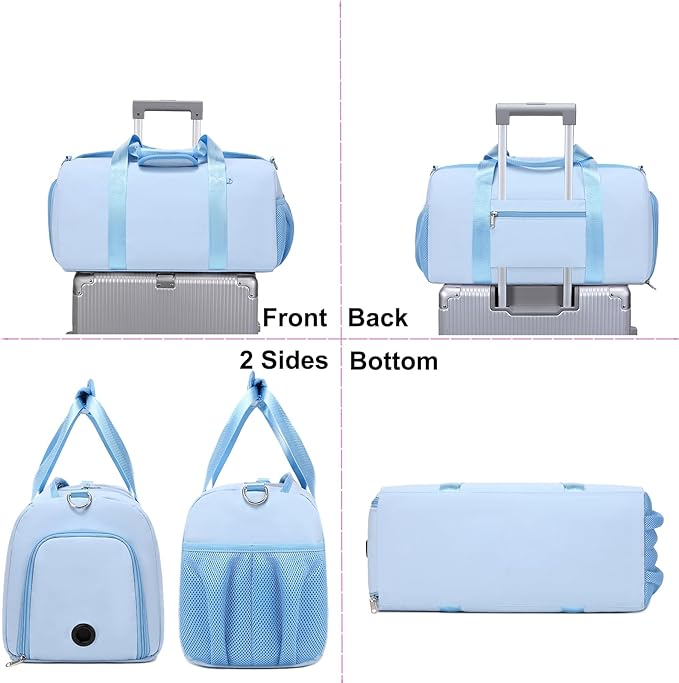 Duffel Bag for Girls Dance Ballet Sports Gym Bag Water Resistant Yoga Travel Bags with Shoes Compartment(Blue)