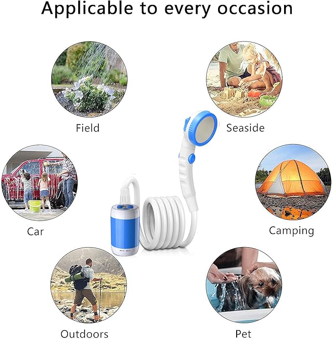 Iron Hammer Portable Shower Electric Shower Camping Shower Built-in 5000mAh Large Capacity Rechargeable Battery-Powered Shower for Indoor or Outdoor Showering Car Washing Pet Bathing