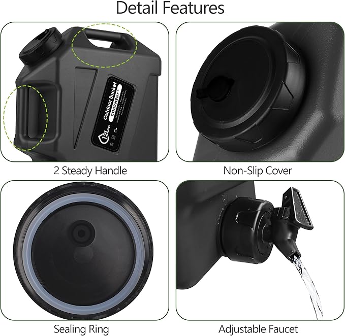 3.2 Gallon/5 Gallon Water Containers with Spigot, BPA Free Water Jug, Military Green Water Tank, Multifunction Water Storage Containers for Camping Outdoor Hiking,Emergency Stroage