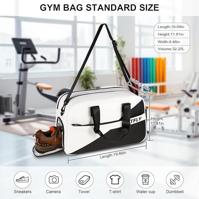 Gym Bag for Men and Women | Water-Resistant Duffel with Dry-Wet Separation & Shoe Compartment, 32L All-in-One Sports Bag for Travel | Swimming | Pickleball | Tennis