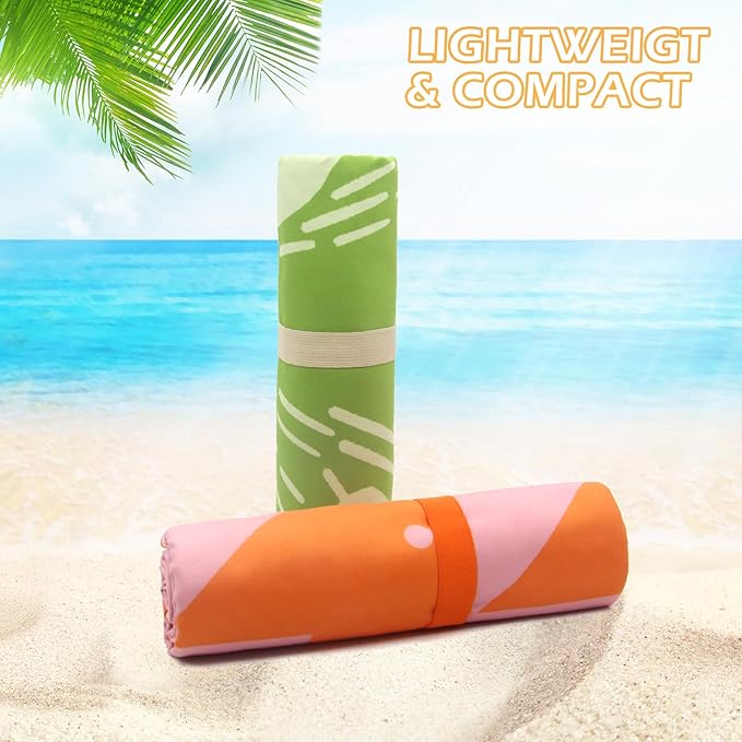 Eunzel 2 Pack Microfiber Beach Towel, Quick Dry Travel Towel Large Sand Free Towel for Beach, Camping, Swim Pool, Gym, Sports& Yoga 71"x32", Fish