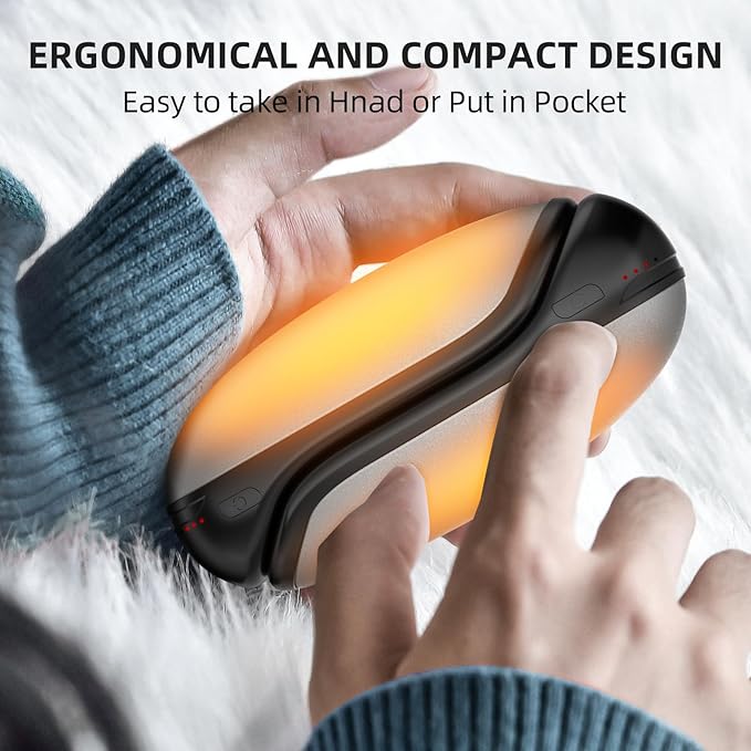 Hand Warmers Rechargeable, 2 Pack Electric Hand Warmer, 7200mAh Portable Reusable Hand Warmer, Pocket Size, 3S Fast Warming up for Heat Therapy, Prevent Chilblain, Outdoor Activity Hiking, Camping