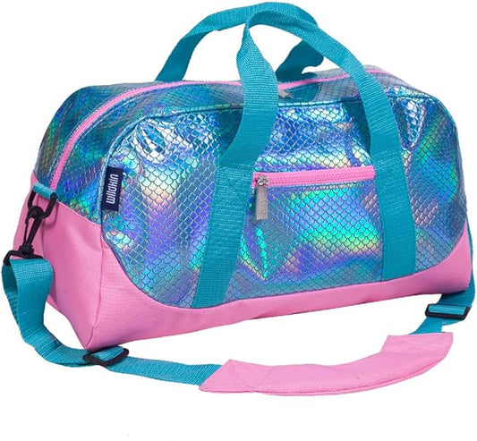 Wildkin Kids Overnighter Duffel Bag – Carry-On Size, Ideal for School & Sleepovers - Mermaid Scales