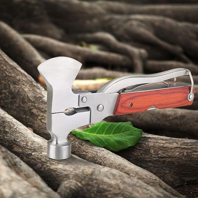 Multitool Camping Gear 12 in 1 Mini Hammer Survival Tool for Men Multipurpose Tool for Home, Camping Equipment,Work, Hammer, Pliers, Survival Knife (Axe)