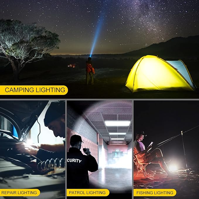 Rechargeable Flashlight,USB C High Lumens Zoomable Small LED Flashlight 4 Modes Plastic Lantern Torch with Side Light Carabineer Clip Portable Flash Lights for Camping Emergency Cycling