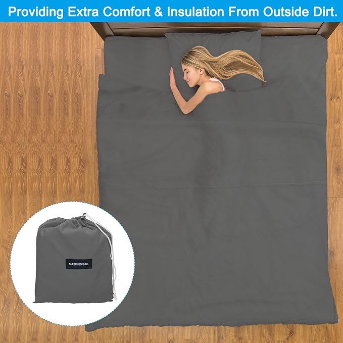 PATIKIL Sleeping Bag Liner Lightweight Soft Travel Camping Sheet Sleep Sack Compact Sleeping Bags Set with Carry Bag for Backpacking Camping Travel Hotel