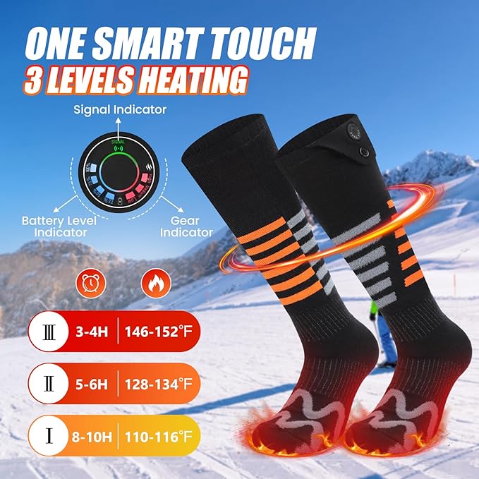 Heated Socks for Men Women - Electric Socks for Men Rechargeable Battery Heating Socks Unisex Foot Warmers Heat Socks-Winter Warm Thermal Socks for Outdoor Riding Camping Hiking Motorcycle Skiing