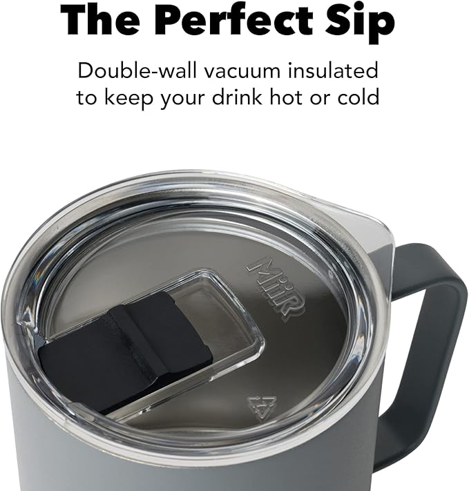 MiiR, Camp Cup, Vacuum Insulated, Stainless Steel with Slide Lid, BPA Free, Basal, 12 Fluid Ounces