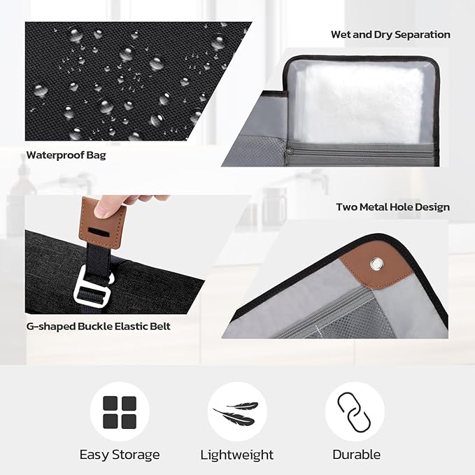 Travel Essentials, Toiletry Bag for Men, Compact Bathroom Roll Organizer for Hygiene, Toiletry kit, Travel Gifts for Gym Camping Hiking Travel Sports
