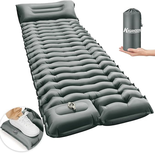 Sleeping Pad for Camping, Ultralight Inflatable Camping Mat with Pillow Built-in Foot Pump Sleeping Pads, Compact & Lightweight Camp Air Mattress for Backpacking, Hiking