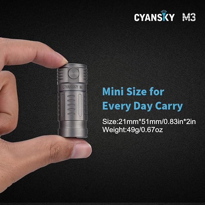 CYANSKY M3 Mini Titanium LED Flashlight ,700 Lumens, 5 Modes , EDC Keychain Flashlights with Rechargeable Battery, IP68 Waterproof