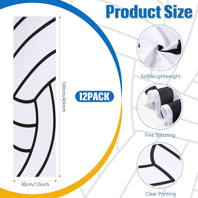 12 Pack Volleyball Cooling Towels for Boys, Sports Towels with Bags, 40"x12" Breathable Chilly Towel, Microfiber Towel for Volleyball Sport Team Gift