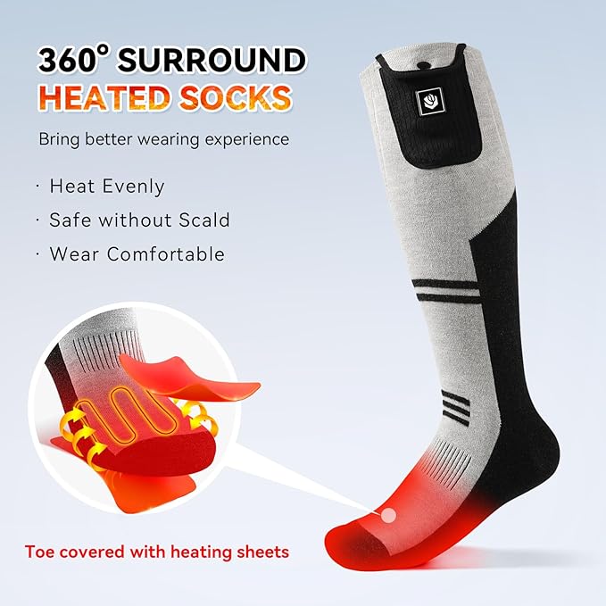 Heated Socks for Men Women Rechargeable Washable APP Remote Control 7.4V Battery Electric Heating Socks for Hunting Ice Fishing Camping Hiking Skiing Outdoor Work