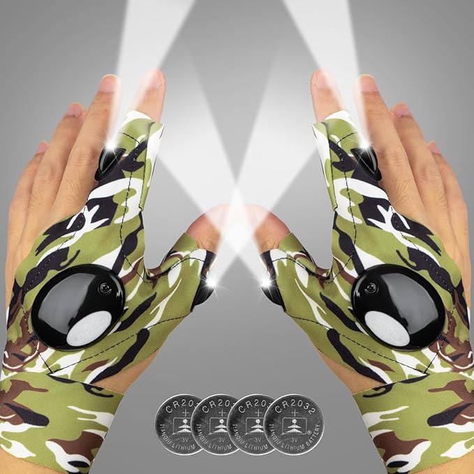 Mylivell LED Flashlight Gloves Stocking Stuffers Christmas Birthday Gifts for Men Dad Father Boyfriend Husband, Unique Cool Gadgets Tools for Repairing Fishing Camping for Him Who Have Everything