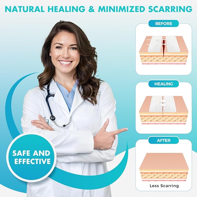 Zip Stitch Wound Closure Strips | 2-Pack Stitchless Butterfly Bandages | Adjustable Tension for Painless Laceration Repair, Post-Surgery Care & Emergency First Aid