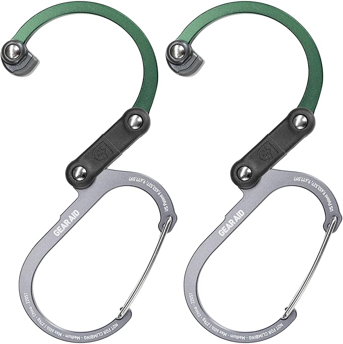 GEAR AID HEROCLIP 360° Swivel Carabiner Gear Clip and Hook (Medium) for Camping, Backpack, Suitcases and Garage Organization