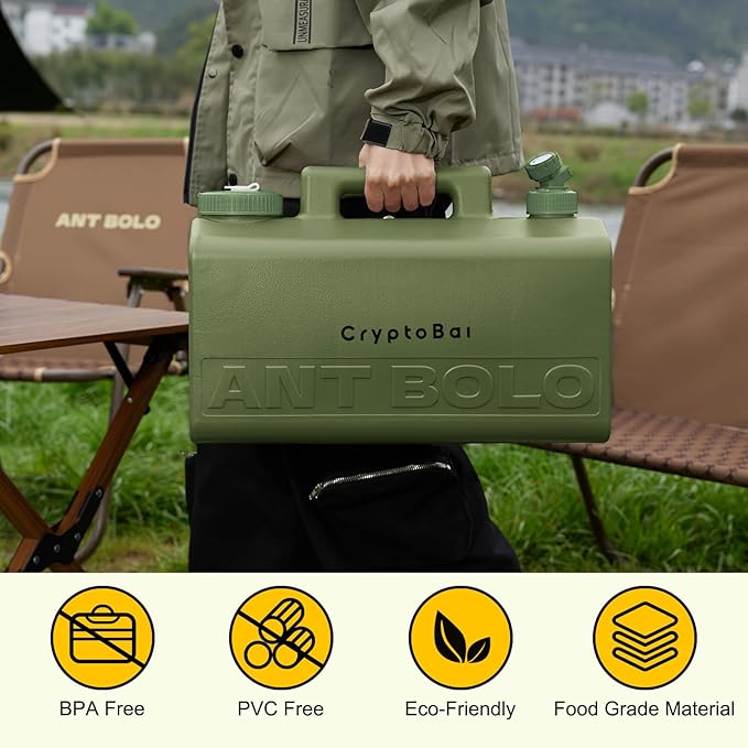 5.2 Gallon BPA Free Water Jug for Camping, Leak-Proof Portable Emergency Water Container with Spigot, Perfect for Outdoor Hiking, Picnic Supplies - Green