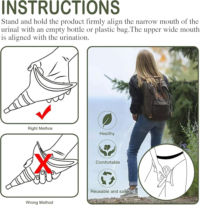 Female Urination Device, Reusable Female Urinal Silicone Women Pee Funnel Allows Women to Pee Standing Up, Portable Womens Urinal is The Perfect Companion for Camping,Outdoor,Travel