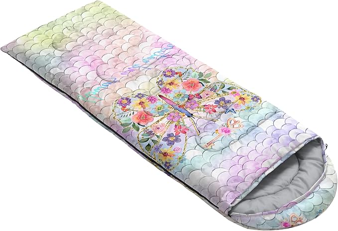 Camping Sleeping Bags,Mermaid Horse Butterfly Starry Sky 3 Season Warm & Cool Weather,Lightweight,Waterproof Sleeping Bags for Adults & Kids,Traveling,and Outdoors,Camping Gear Equipment
