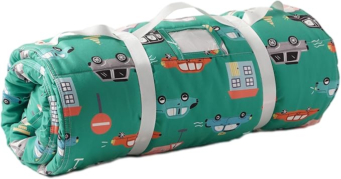Bunnikins & Clover Toddler Nap Mat with Removable Pillow, Nap Mats for Preschool, Easy Clean Toddler Nap Pad for Kindergarten, Kids Sleeping Bag for Travel Camping