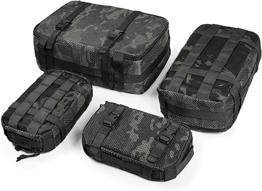 4 Set Tactical Packing Cubes ,Compressible Mesh Duffle Storage Bag,Portable Edc Molle Pouch Organizer.