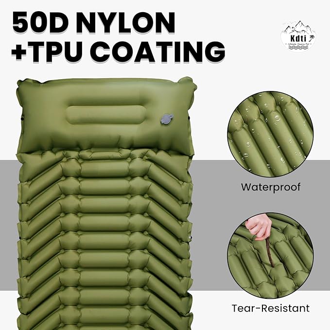 Camping Sleeping Pad, Ultralight Inflatable Camping Mat with Pillow, Built-in Foot Pump, Compact Camping Mats for Car Traveling, Backpacking, Camping and Hiking