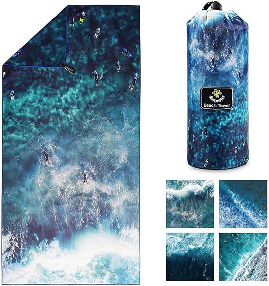 4Monster Microfiber Beach Towel Quick Dry,Super Absorbent Lightweight Travel Towel for Swimmers, Sand Free Camping Towel, Beach Towels for Pool, Swim, Water Sports,Yoga,Gym,Backpacking