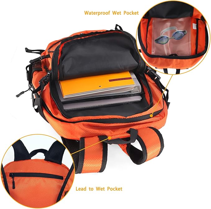 WOLT 40L Packable Travel Backpack, Foldable Lightweight Backpack for Men Women,Waterproof Hiking Bag for Outdoor Camping (Orange)