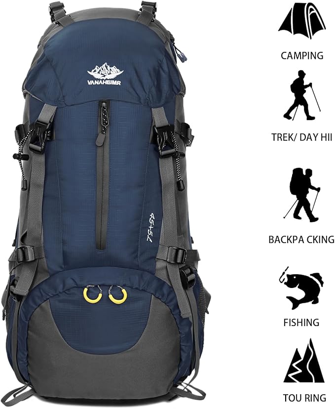 50L Hiking Backpack Men Camping Backpack with rain cover 45l+5l Lightweight Backpacking Backpack Travel Backpack