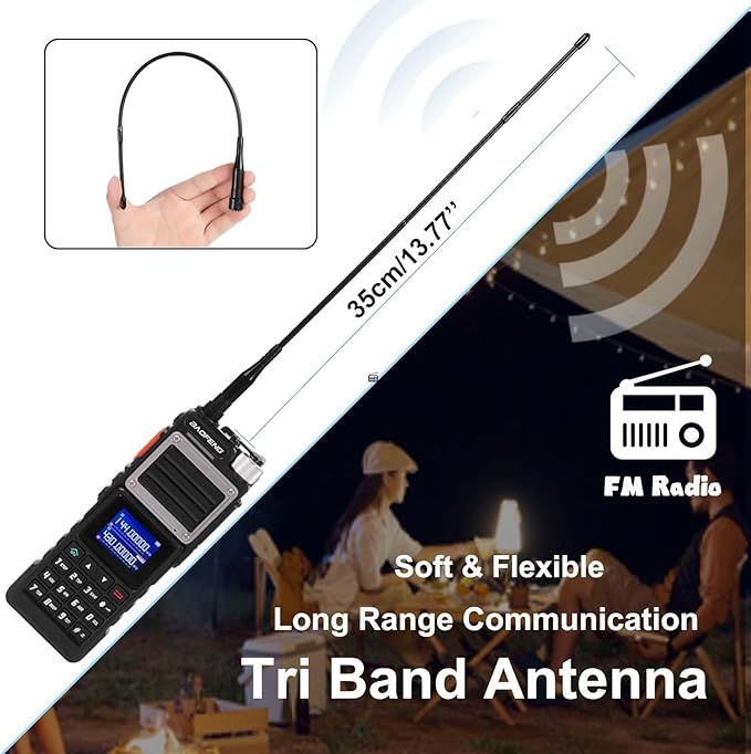 BAOFENG UV25M Tri-Band Ham Radio Handheld Long Range Walkie Talkies High Power 5200mAh Tactical Radio with Frequency Match,NOAA,USB-C,999CH,Tri Band Antenna for Camping Hiking