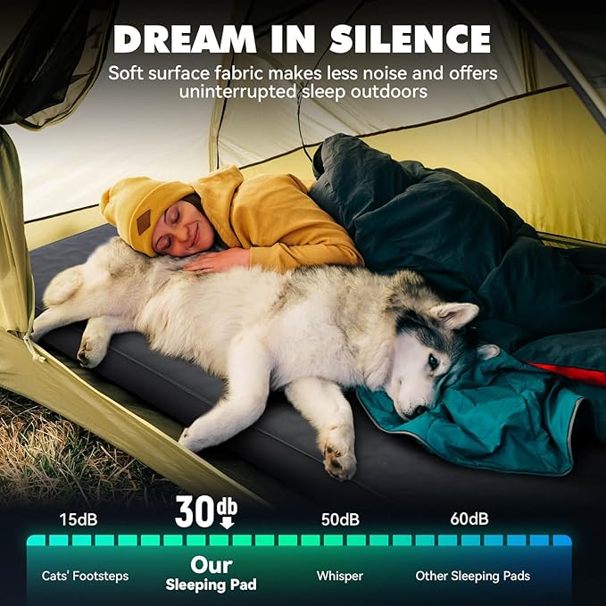 Hikenture 4" Thick Self Inflating Sleeping Pad with Electric Pump, Ultralight Foam Camping Mattress, 9.5 R-Value Insulated Sleeping Mat, Portable All Season Camping Pad for Tent, Car, Cot