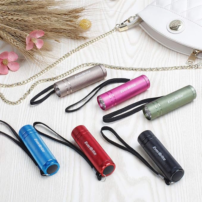 EverBrite 30-Pack Mini Flashlight Set, Aluminum LED Handheld Torches with Lanyard, Assorted Colors, Batteries Included for Party Favors, Night Reading, Camping, Power Outage, Gift to Christmas